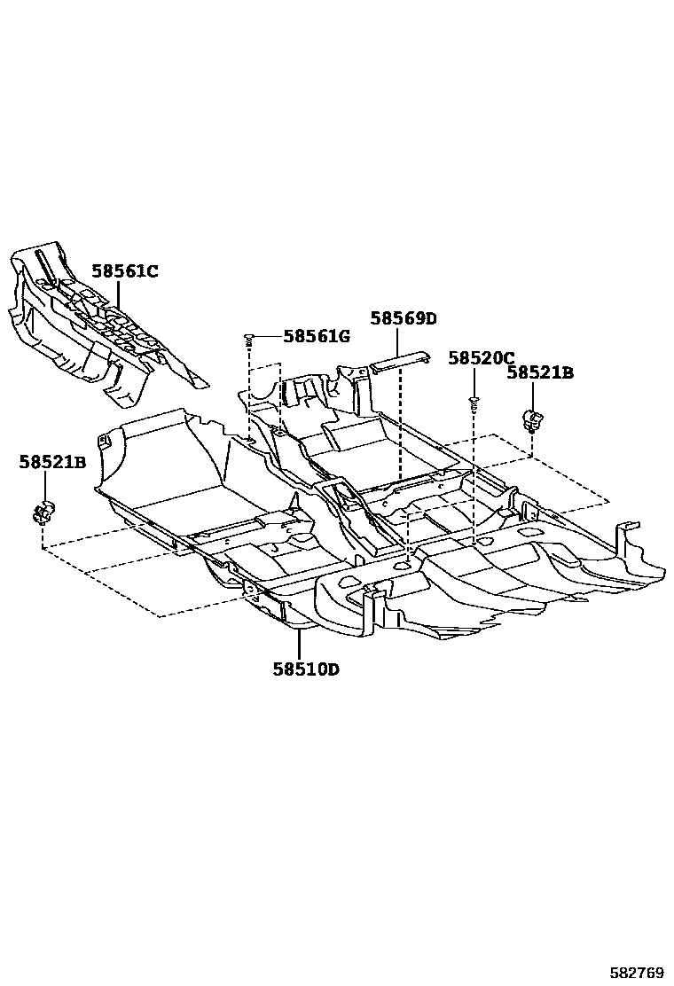 Toyota COROLLA 地板垫和地毯 EPC diagram — 582769