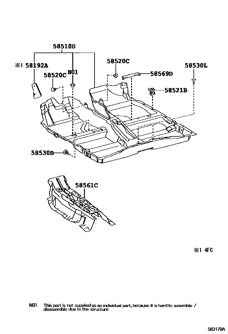 Toyota COROLLA 地板垫和地毯 EPC diagram — 583179A