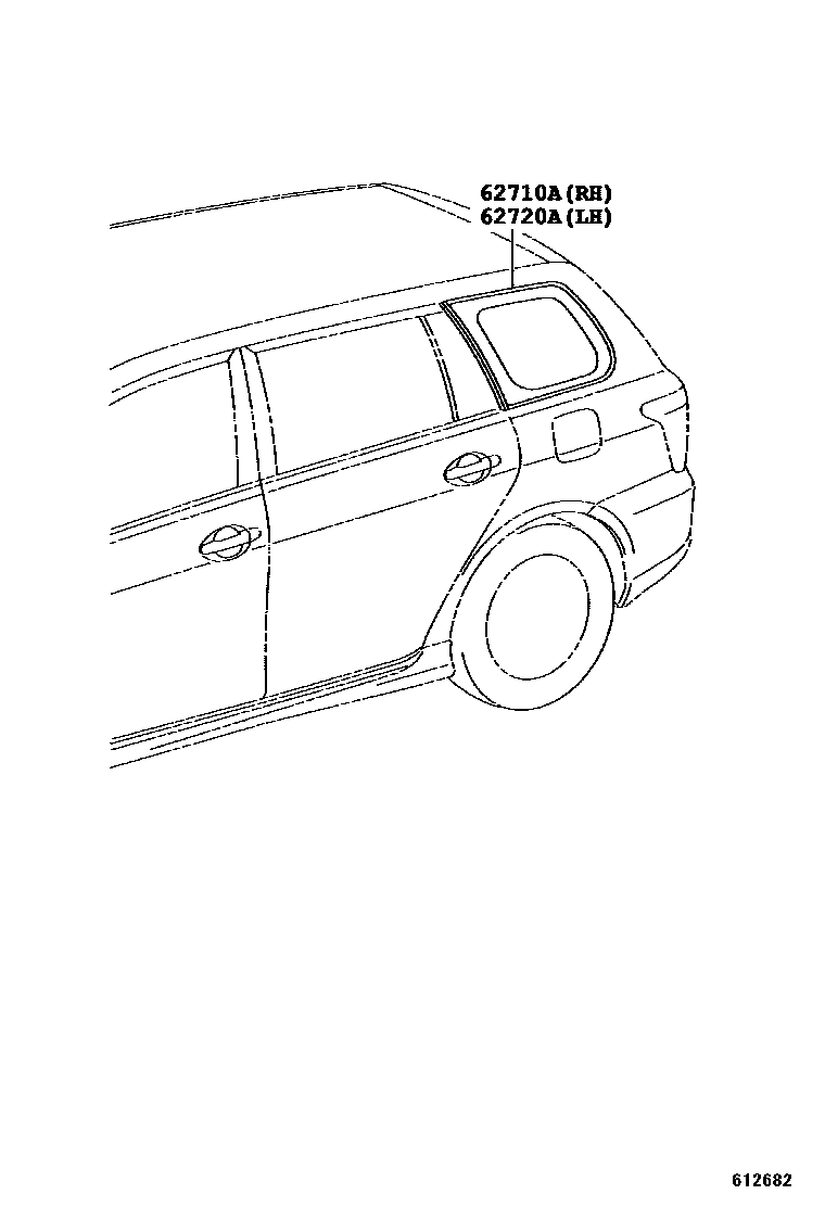 Toyota COROLLA 角窗 EPC diagram — 612682