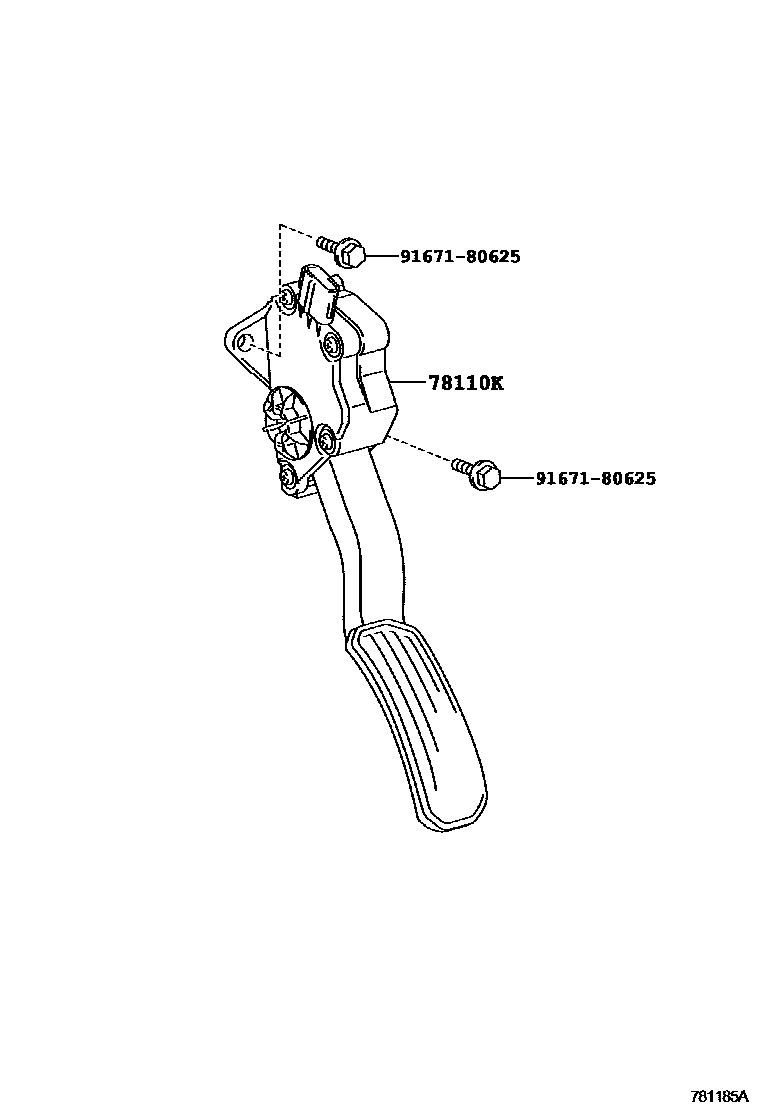 Toyota COROLLA accelerator pedal connecting rod EPC diagram — 781185A