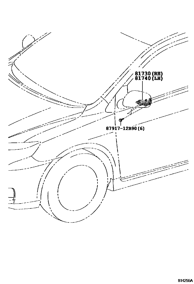 Toyota COROLLA Side Turn Signal & Outer Mirror Lamp EPC diagram — 814255A