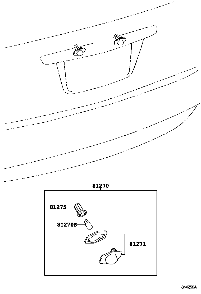 Toyota COROLLA 后牌照灯 EPC diagram — 814256A