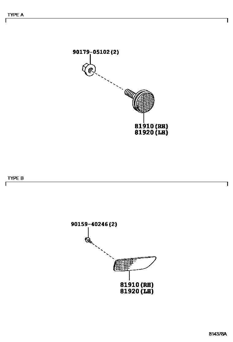 Toyota COROLLA reflector EPC diagram — 814378A