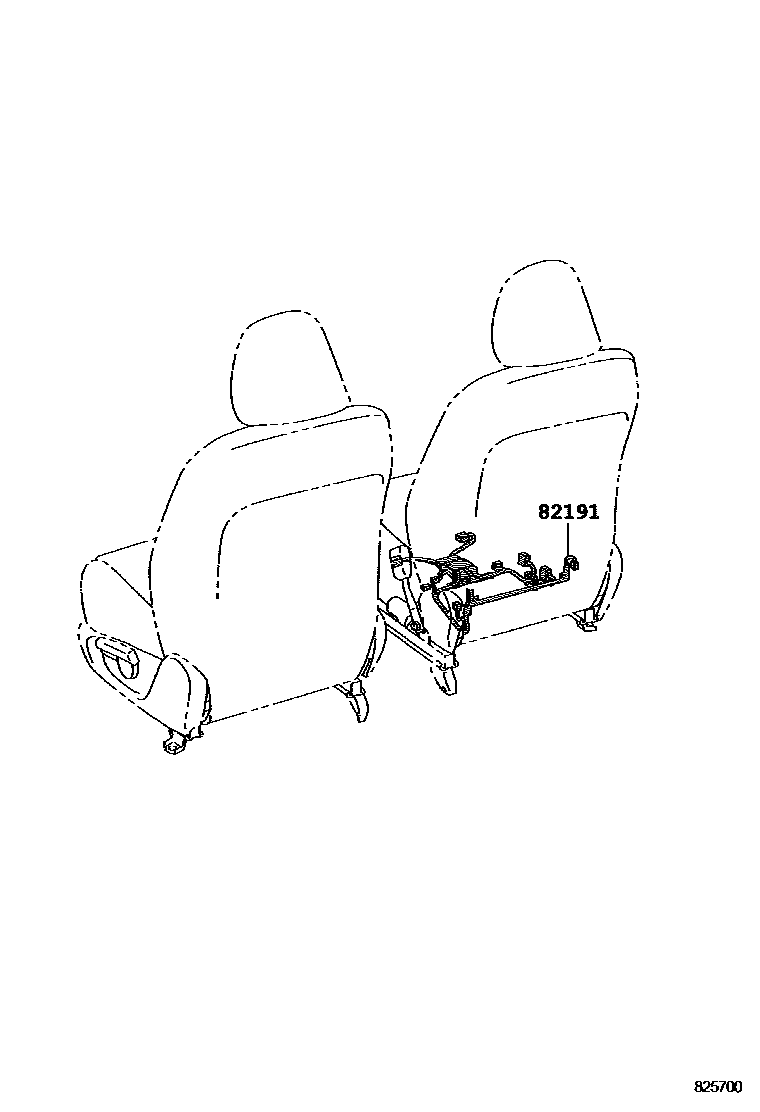 Toyota COROLLA 线束和卡夹 EPC diagram — 825700