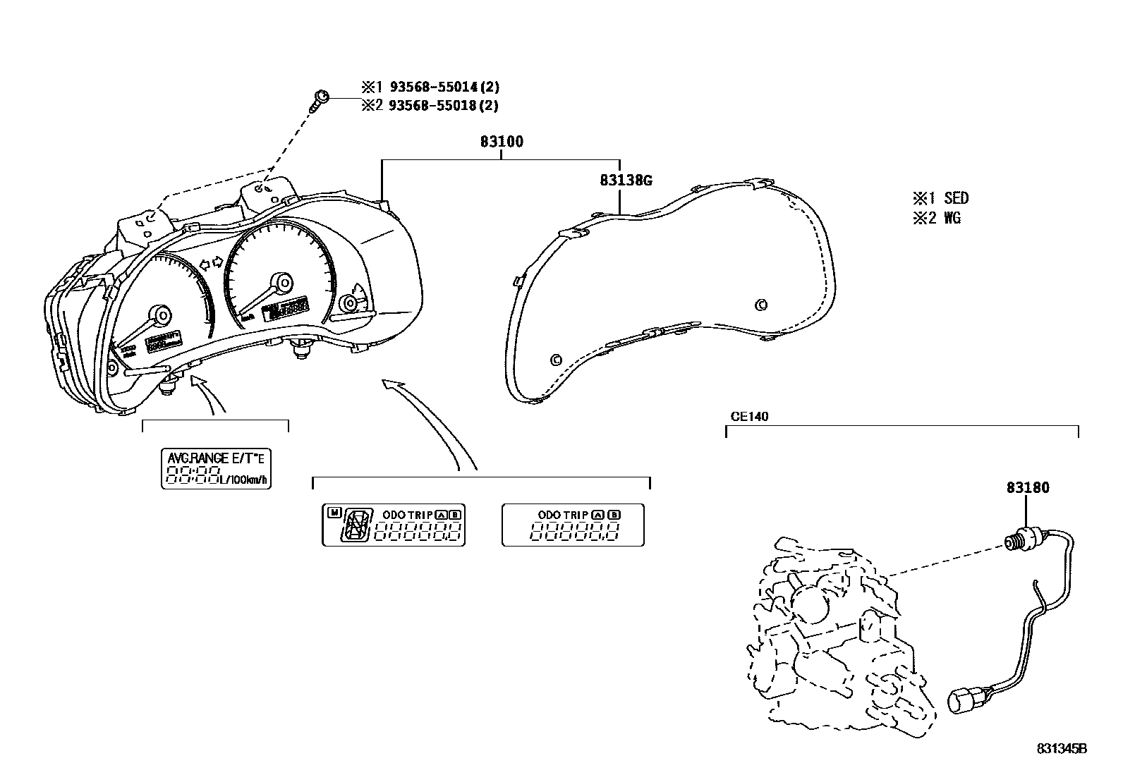 Toyota COROLLA 仪表 EPC diagram — 831345B