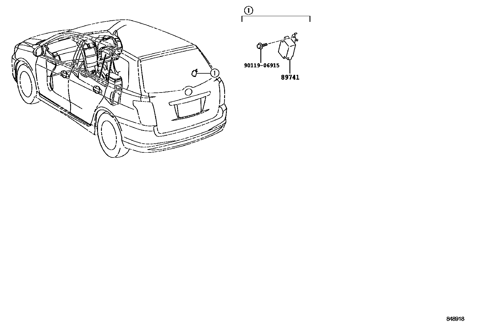 Toyota COROLLA 遥控门锁 EPC diagram — 848918