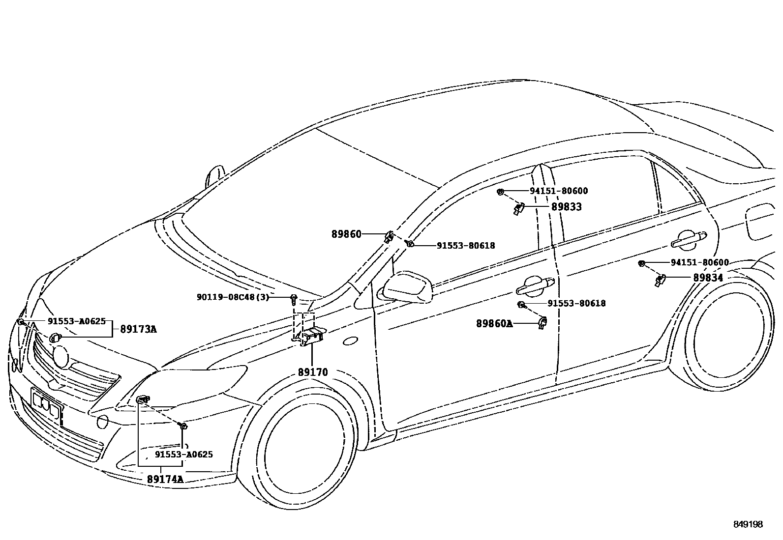 Toyota COROLLA 空气囊 EPC diagram — 849198