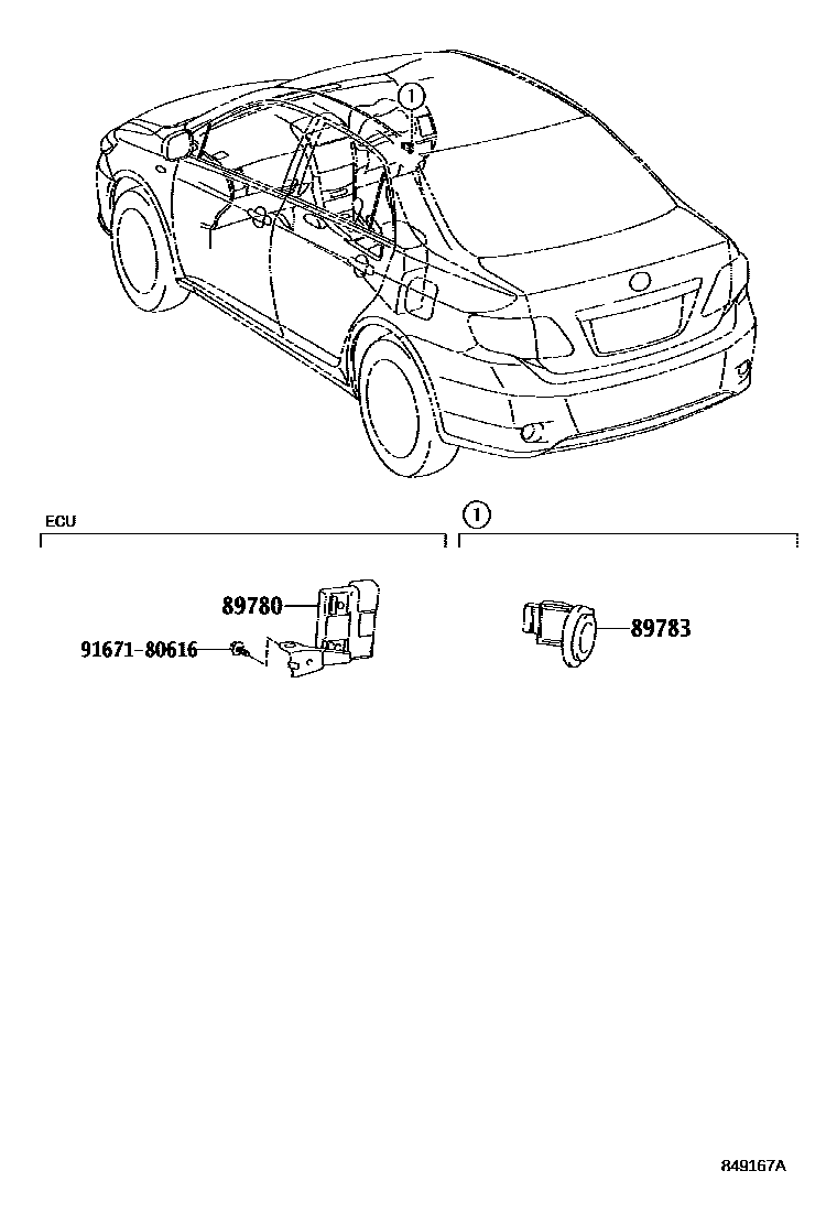 Toyota COROLLA 防盗装置 EPC diagram — 849167A