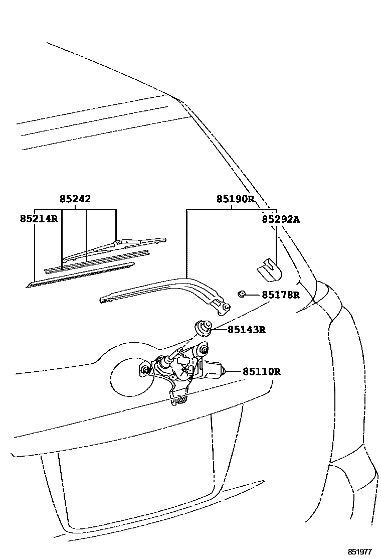Toyota COROLLA 后刮水器 EPC diagram — 851977