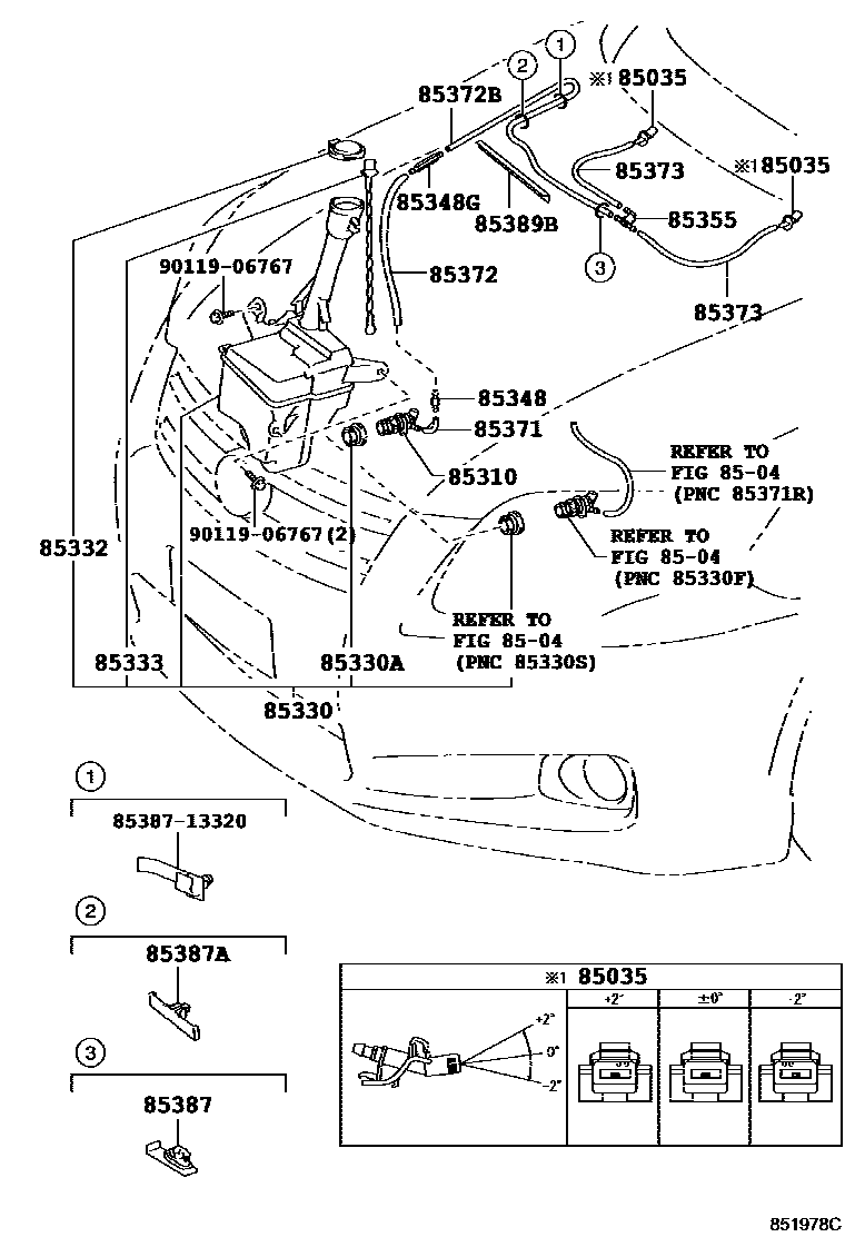 Toyota COROLLA 挡风玻璃清洗器 EPC diagram — 851978C