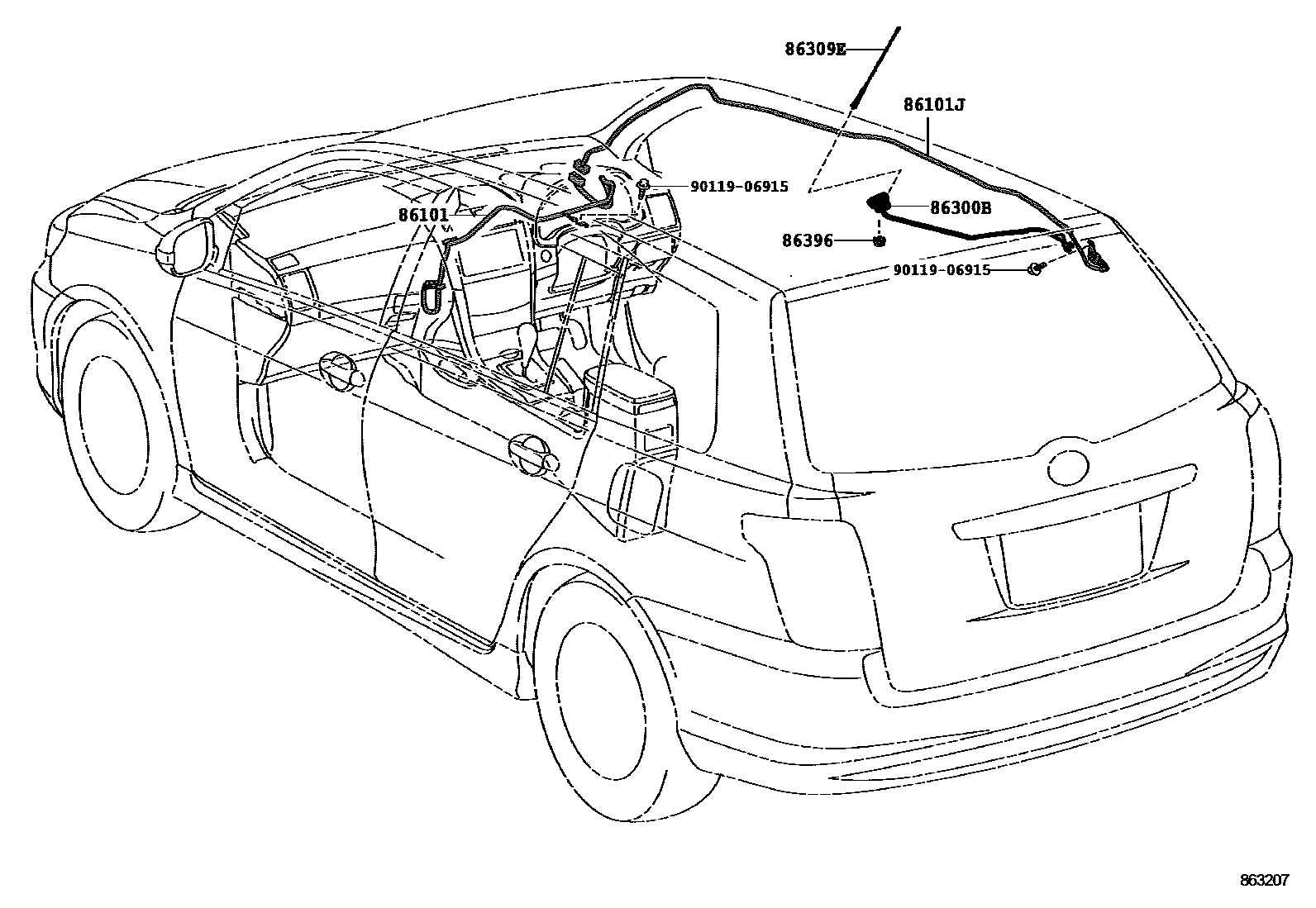 Toyota COROLLA antenna EPC diagram — 863207