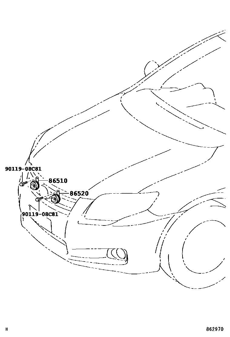 Toyota COROLLA 喇叭 EPC diagram — 862970