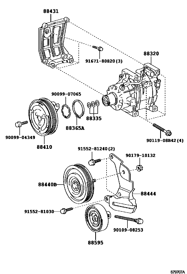 Toyota COROLLA Heating & Air Conditioning - Compressor EPC diagram — 879707A