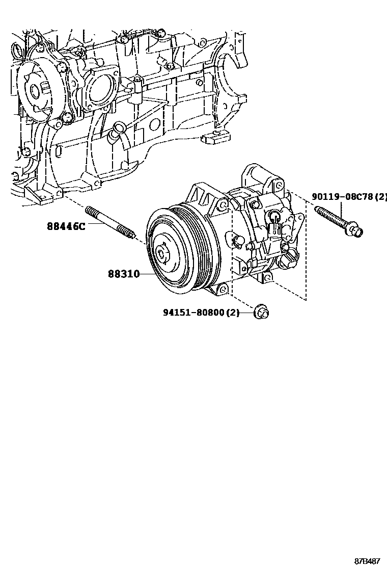 Toyota COROLLA Heating & Air Conditioning - Compressor EPC diagram — 87B487