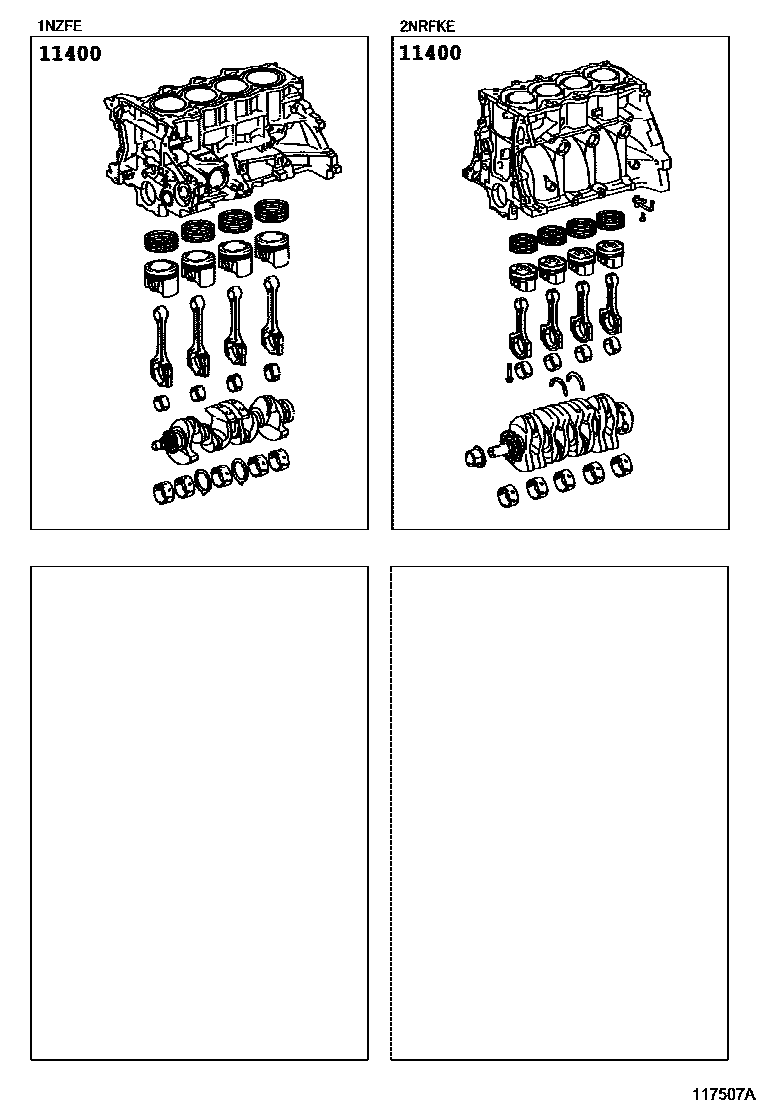 Toyota COROLLA Short Block Assembly EPC diagram — 117507A