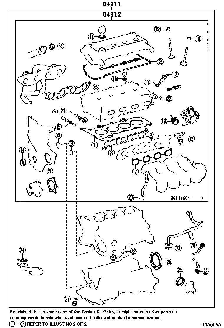 Toyota COROLLA Engine Overhaul Gasket Kit EPC diagram — 11A595A