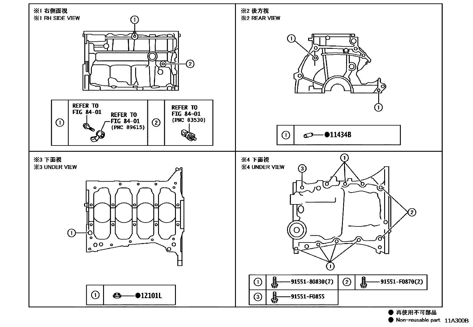 Toyota COROLLA Cylinder Block EPC diagram — 11A300B