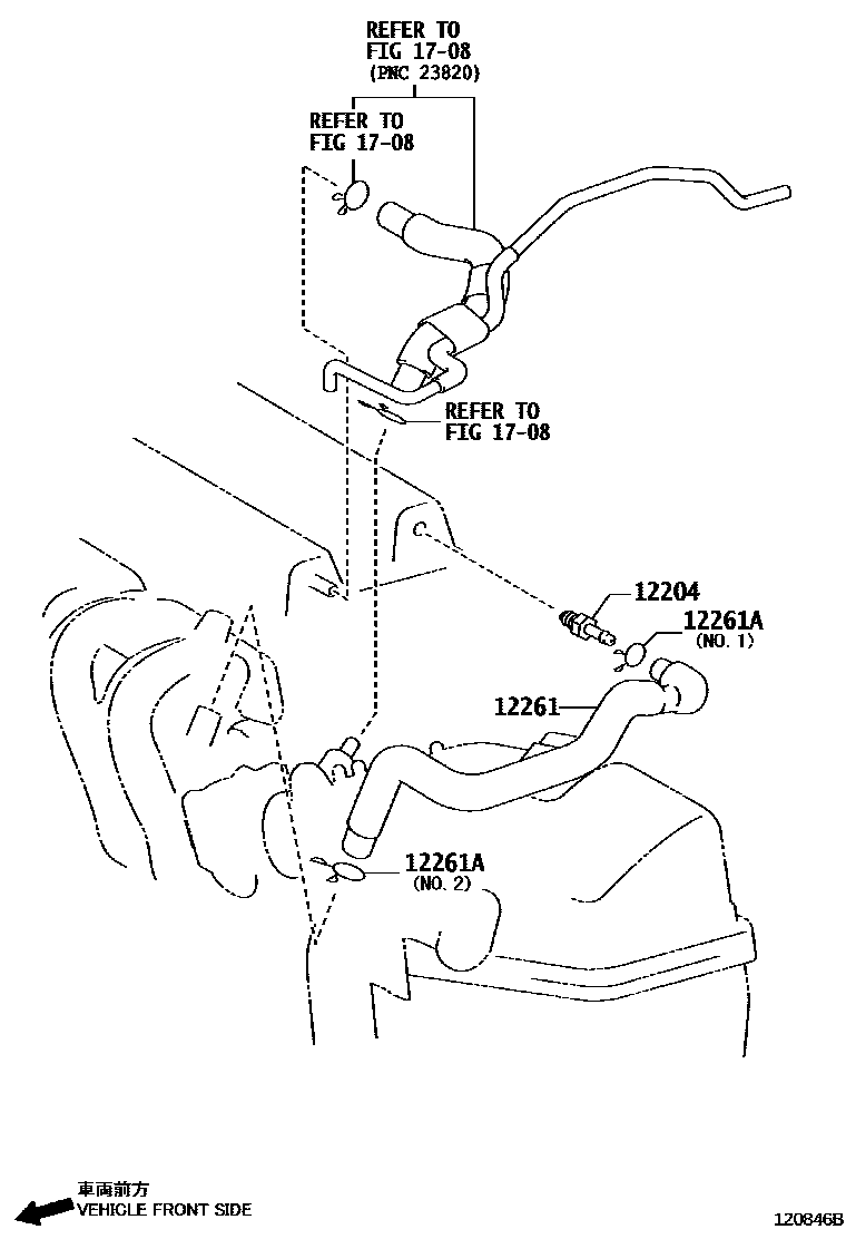 Toyota COROLLA Ventilation Hose EPC diagram — 120846B