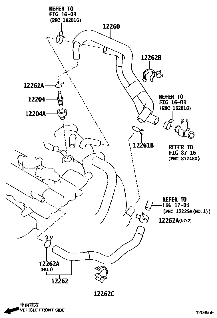Toyota COROLLA Ventilation Hose EPC diagram — 120995E
