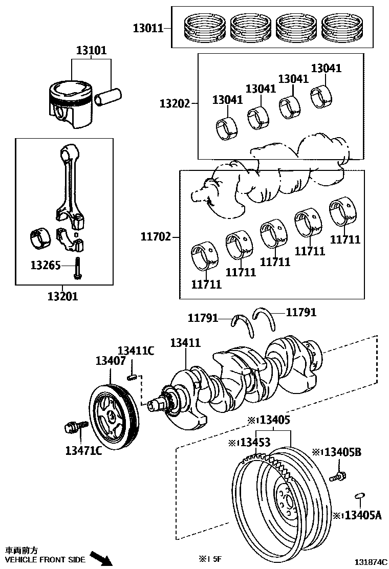 Toyota COROLLA Crankshaft & Piston EPC diagram — 131874C