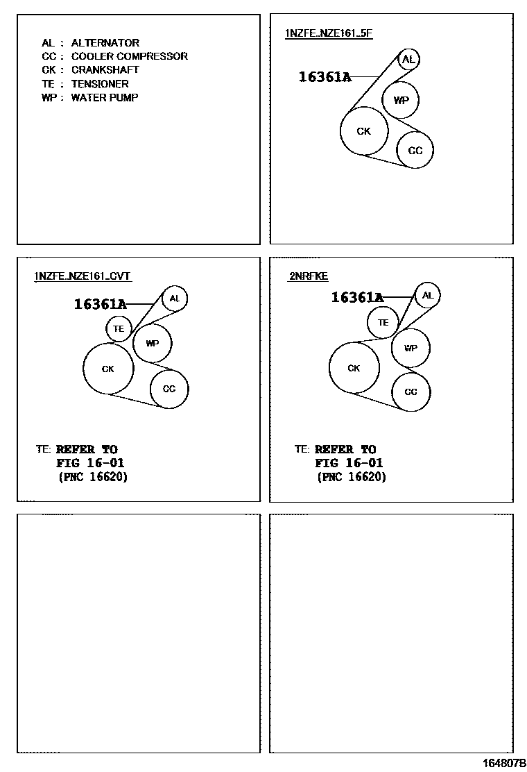 Toyota COROLLA V-Belt EPC diagram — 164807B