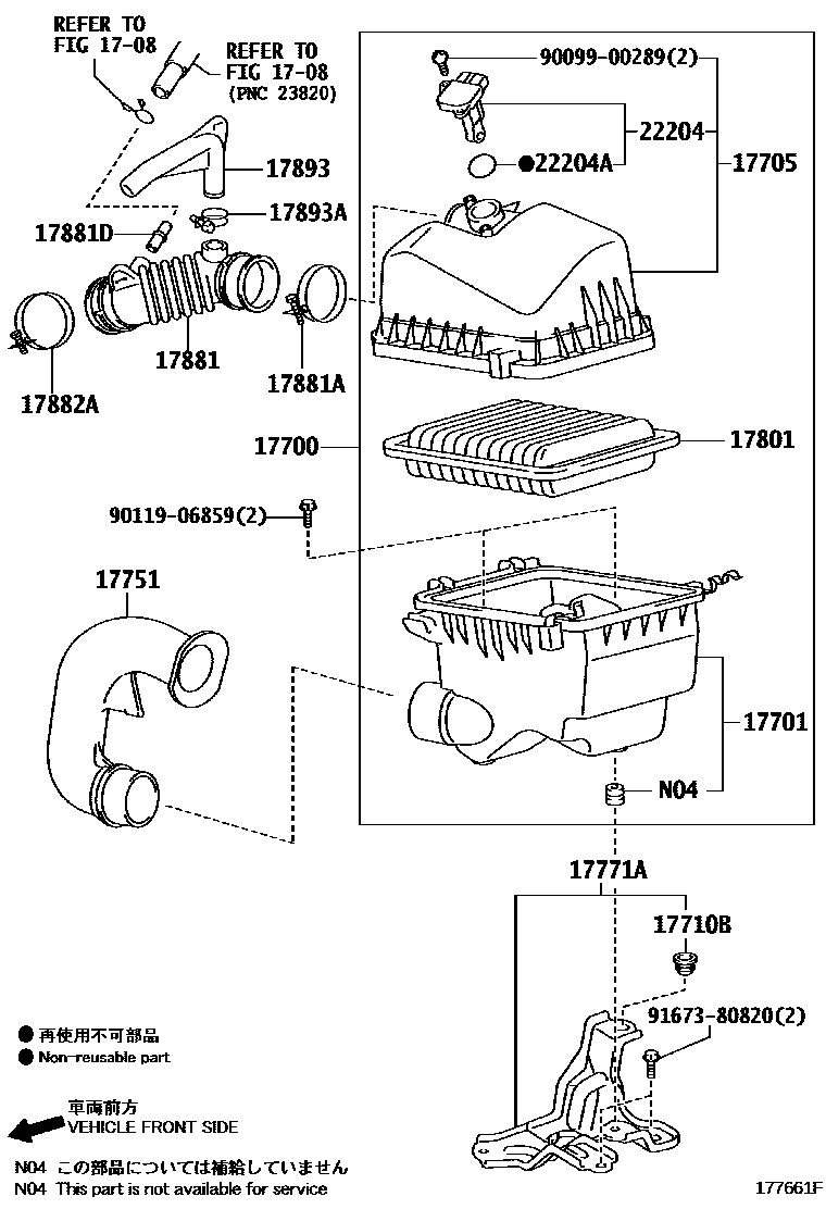 Toyota COROLLA Air Cleaner EPC diagram — 177661F