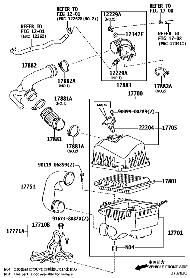 Toyota COROLLA Air Cleaner EPC diagram — 178781C