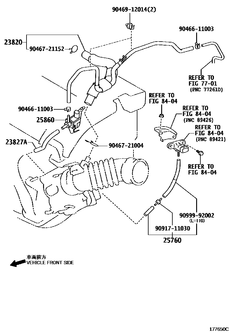 Toyota COROLLA vacuum tube EPC diagram — 177650C