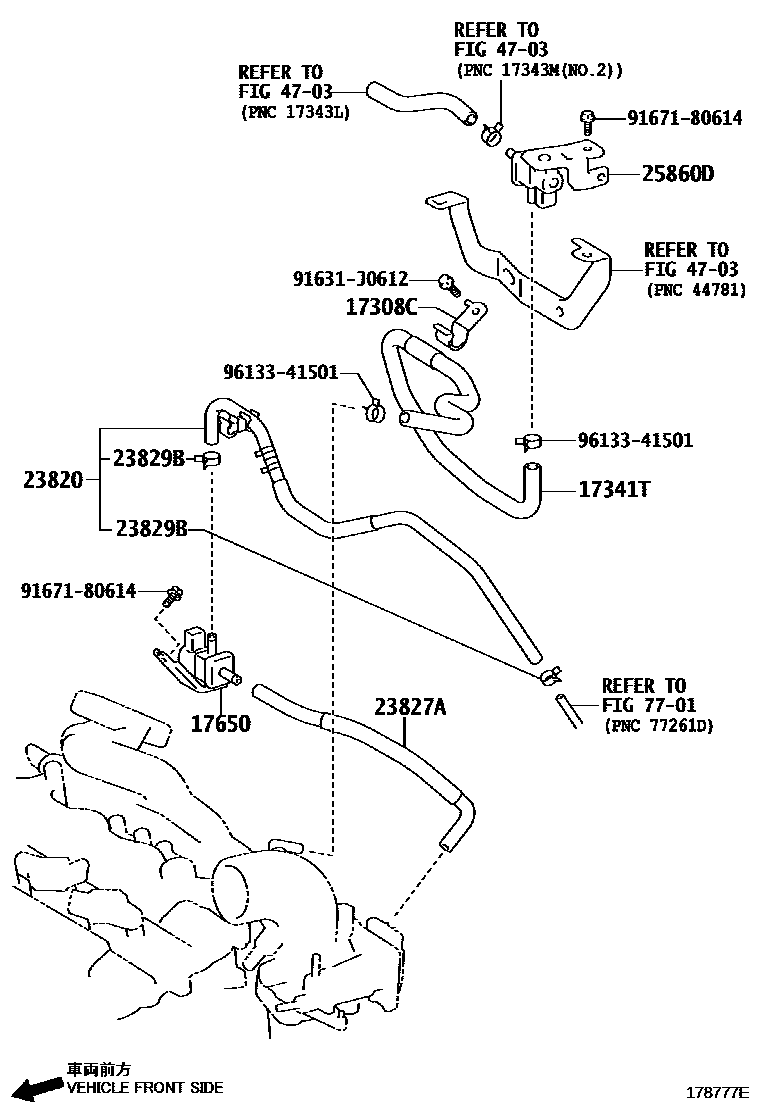 Toyota COROLLA vacuum tube EPC diagram — 178777E
