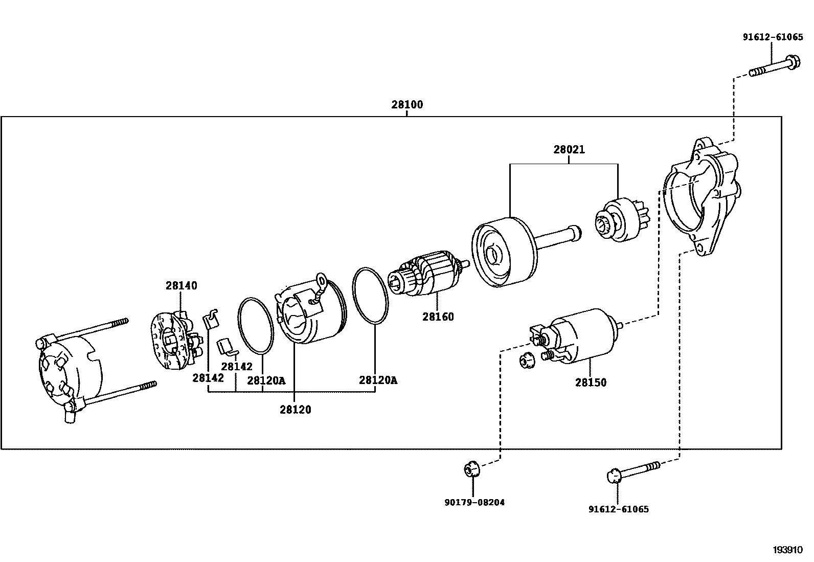 Toyota COROLLA 起动机 EPC diagram — 193910