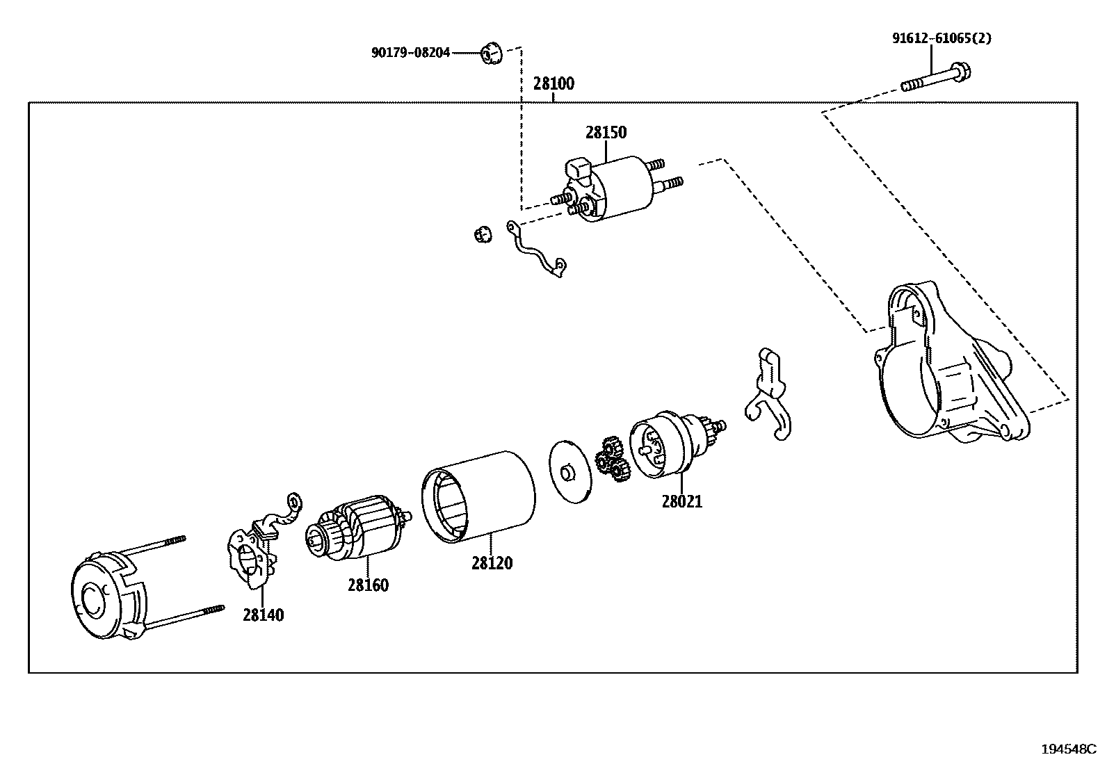 Toyota COROLLA 起动机 EPC diagram — 194548C