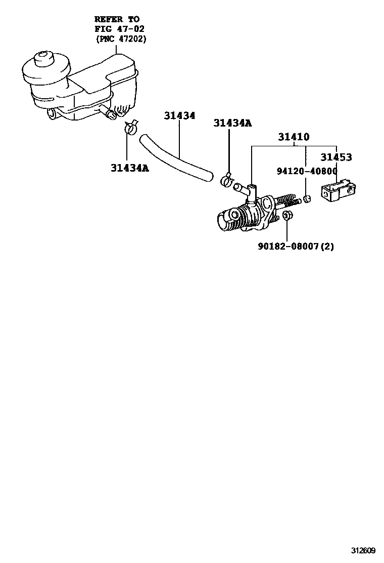 Toyota COROLLA 离合器总泵 EPC diagram — 312609