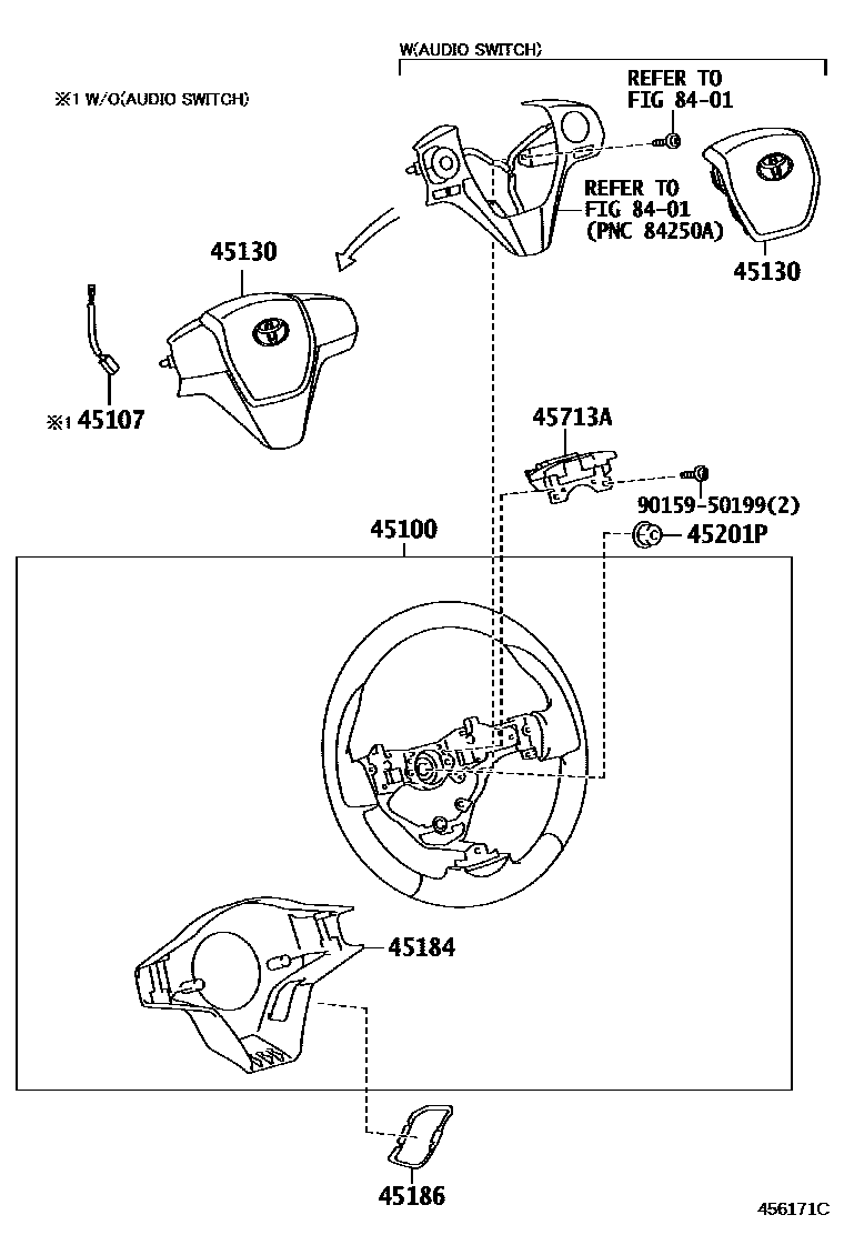 Toyota COROLLA Steering Wheel EPC diagram — 456171C