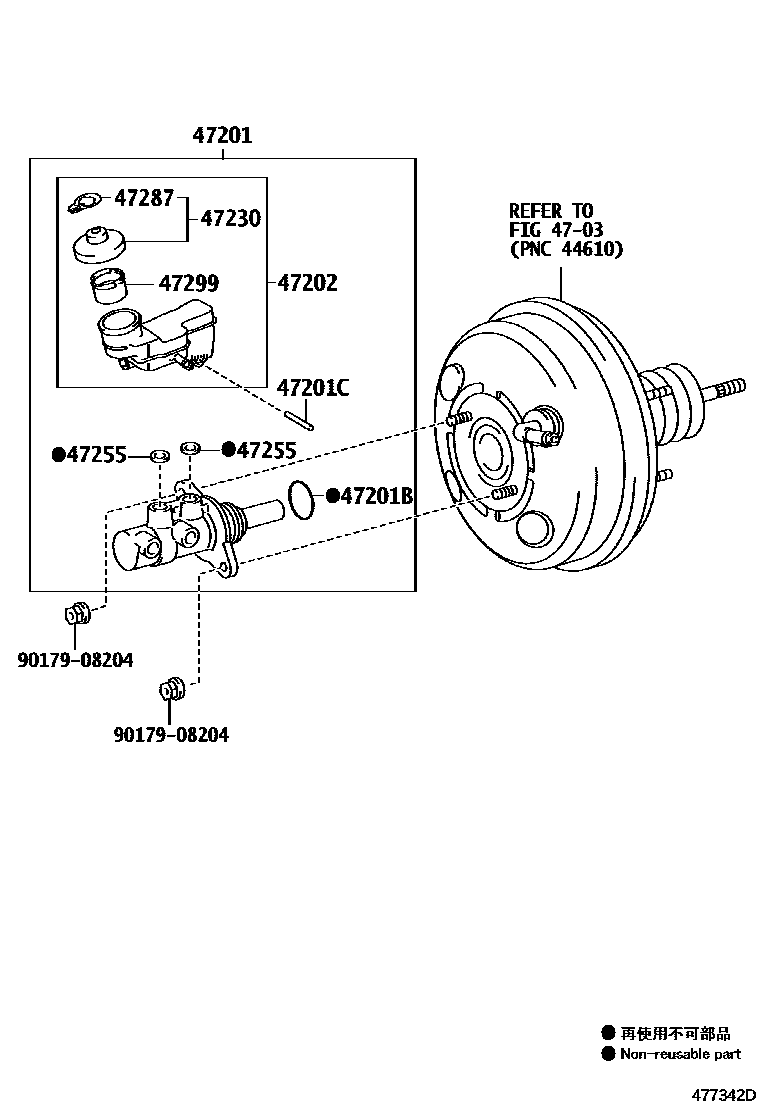 Toyota COROLLA 制动总泵 EPC diagram — 478342D