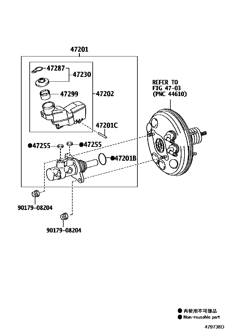 Toyota COROLLA 制动总泵 EPC diagram — 479738D