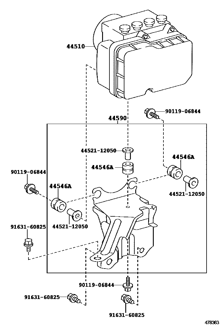 Toyota COROLLA 制动配管和卡箍 EPC diagram — 478363