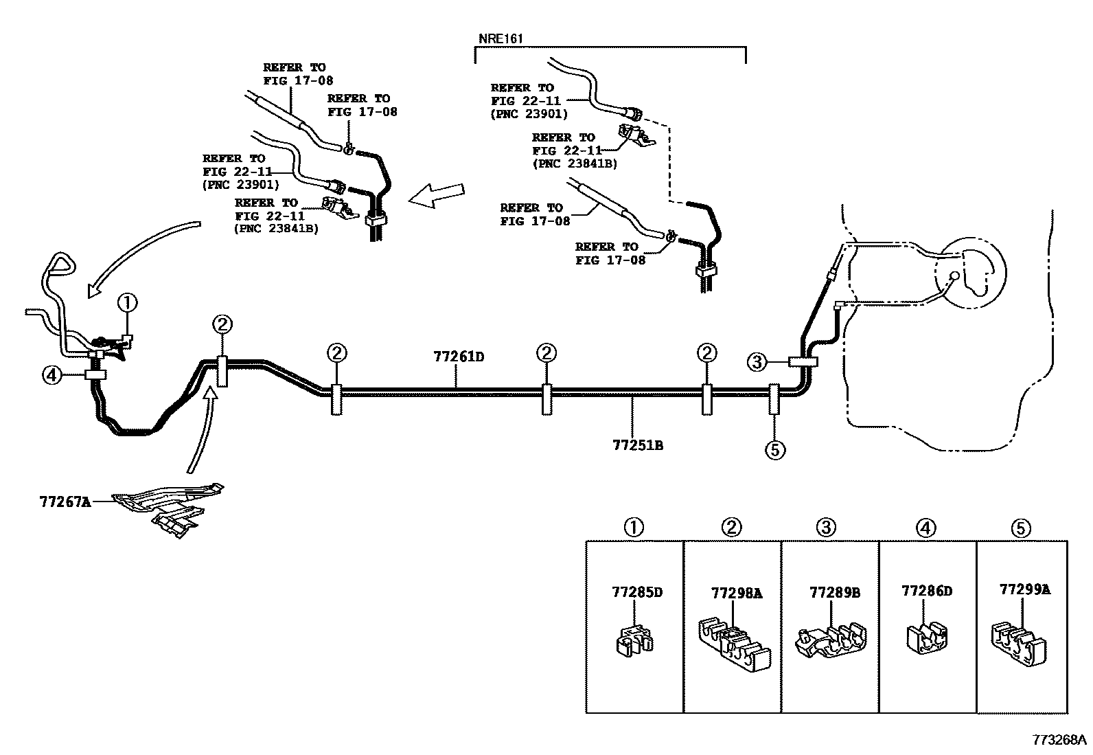 Toyota COROLLA 燃油箱和燃油管 EPC diagram — 773268A