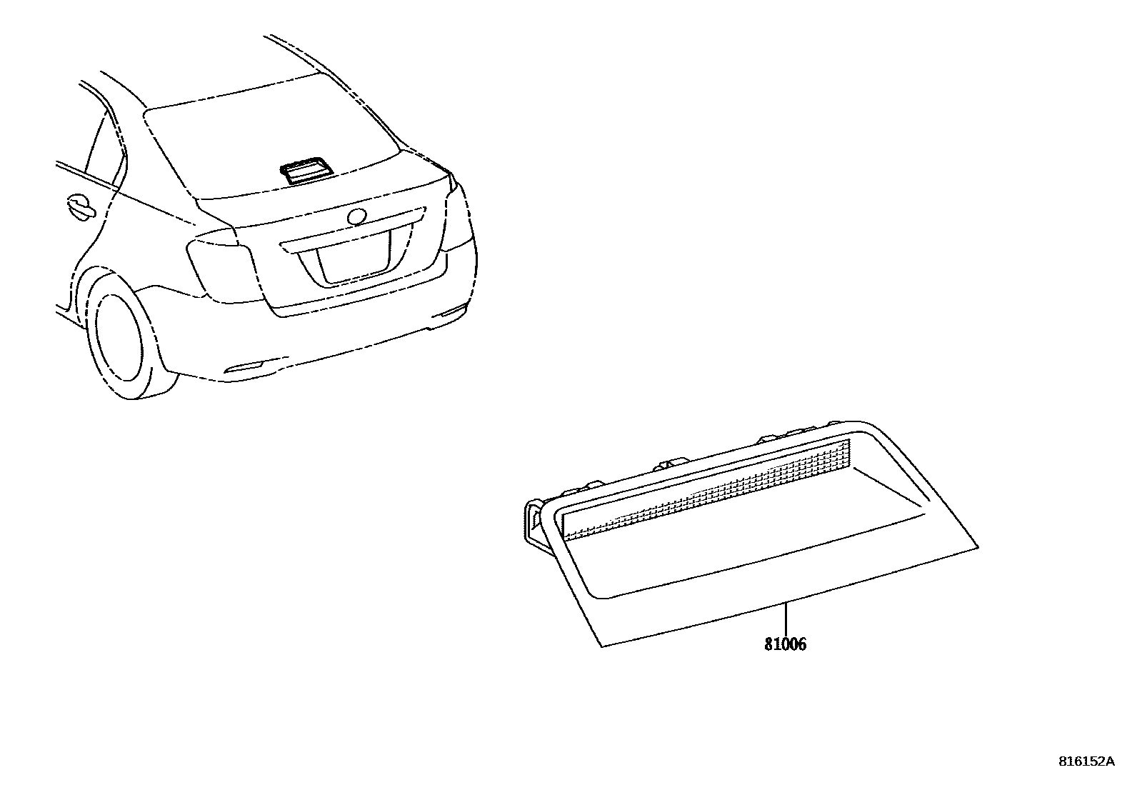 Toyota COROLLA 高位刹车灯 EPC diagram — 816152A