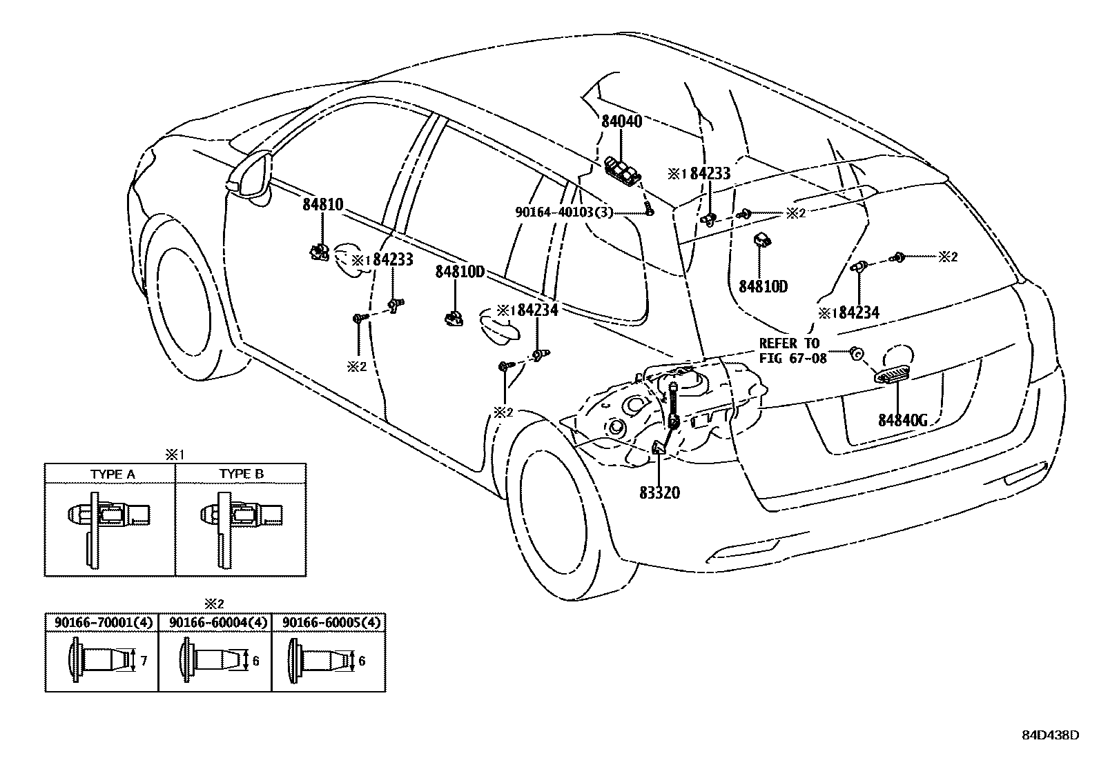 Toyota COROLLA 开关和继电器和ECU EPC diagram — 84D438D