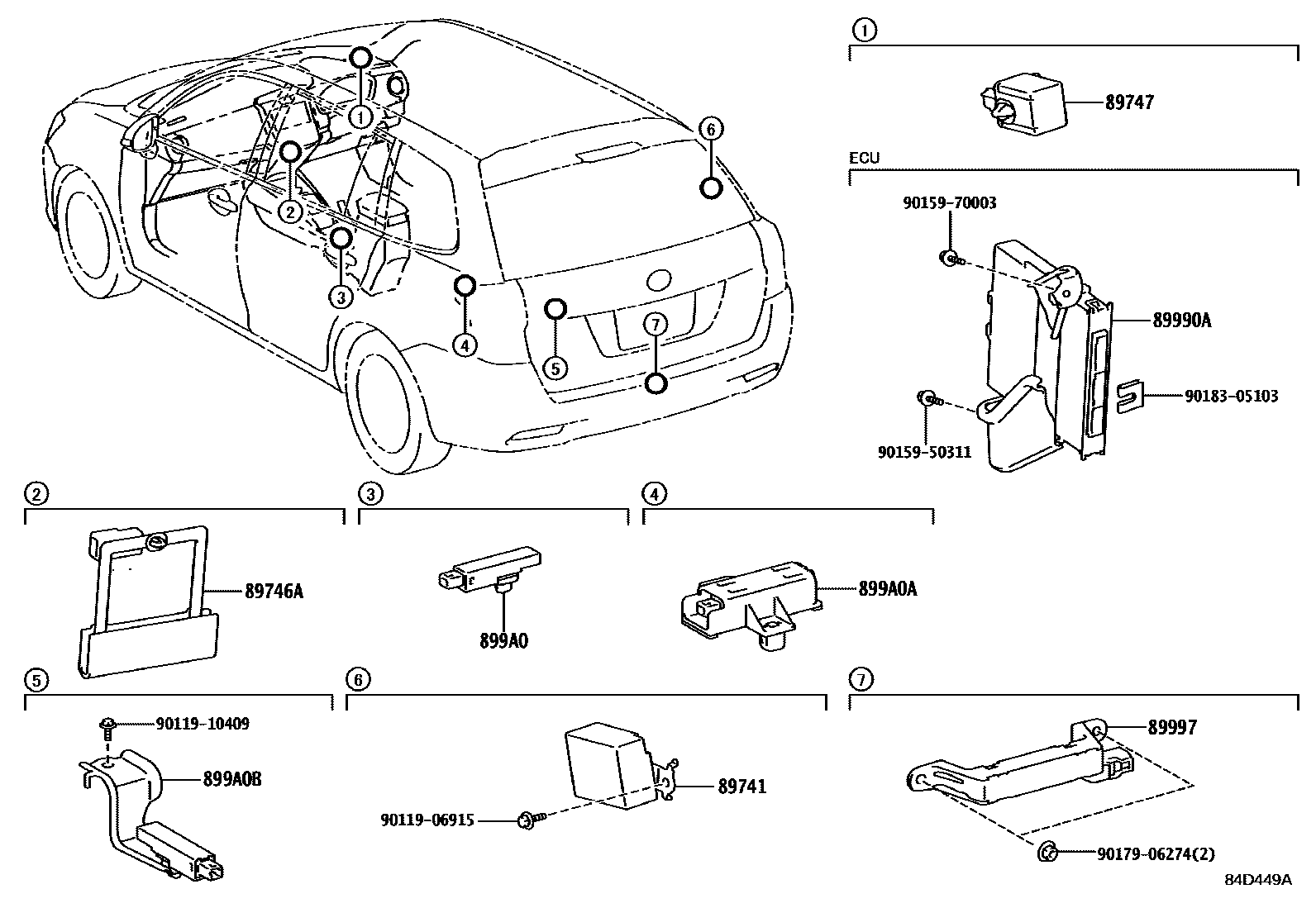Toyota COROLLA 遥控门锁 EPC diagram — 84D449A