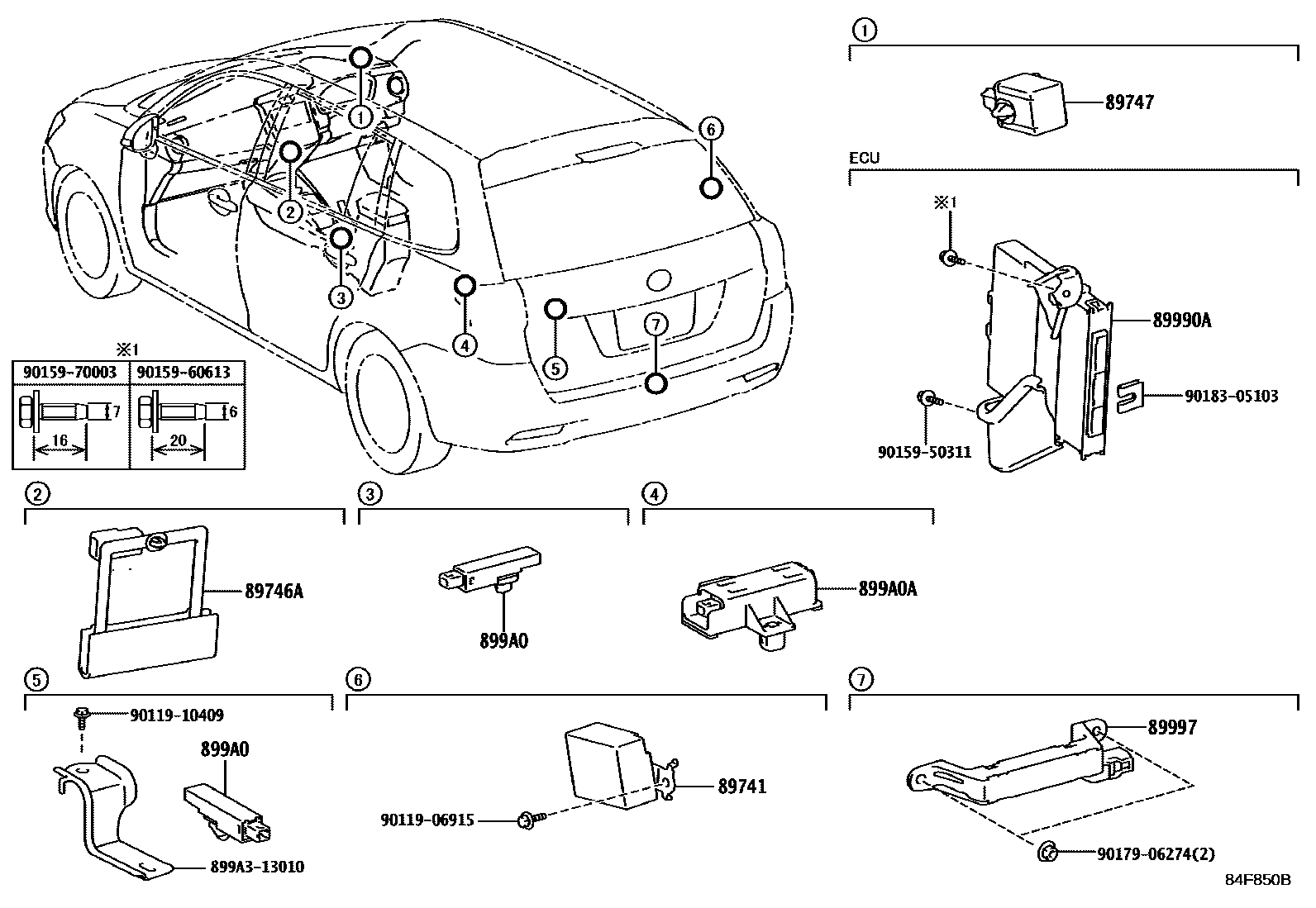 Toyota COROLLA 遥控门锁 EPC diagram — 84F850B