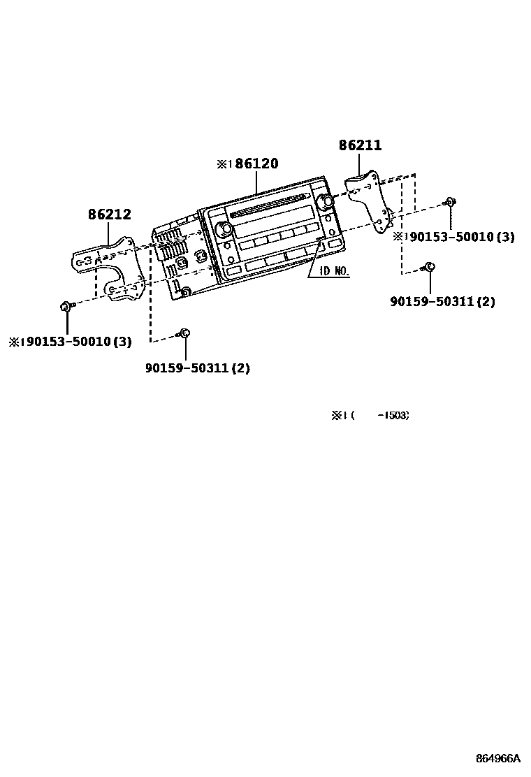 Toyota COROLLA 收音机、放大器和冷凝器 EPC diagram — 864966A