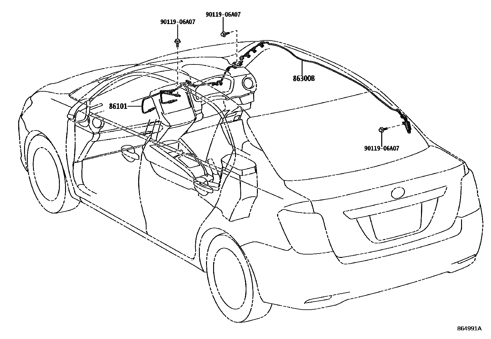 Toyota COROLLA antenna EPC diagram — 864991A
