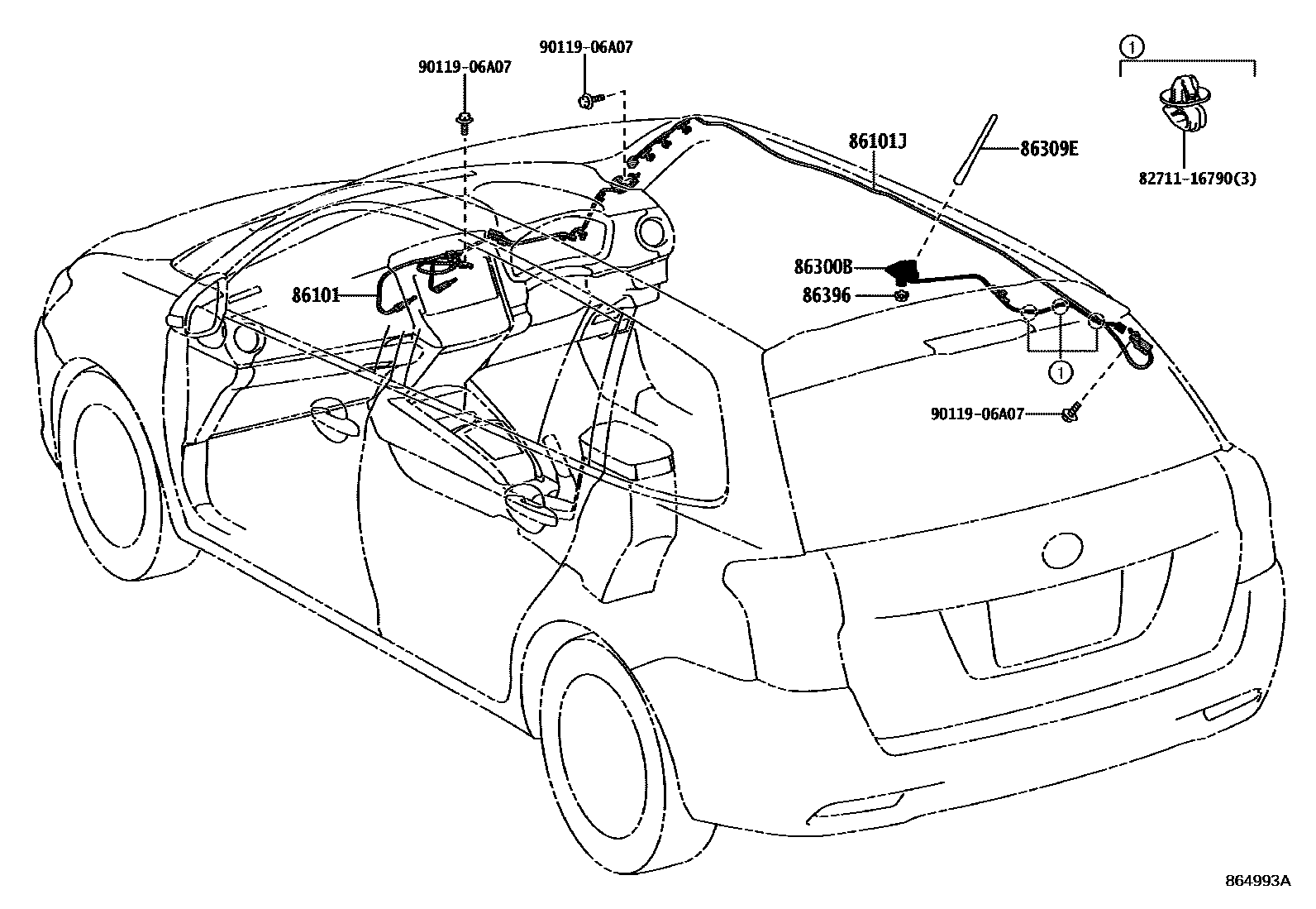 Toyota COROLLA antenna EPC diagram — 864993A