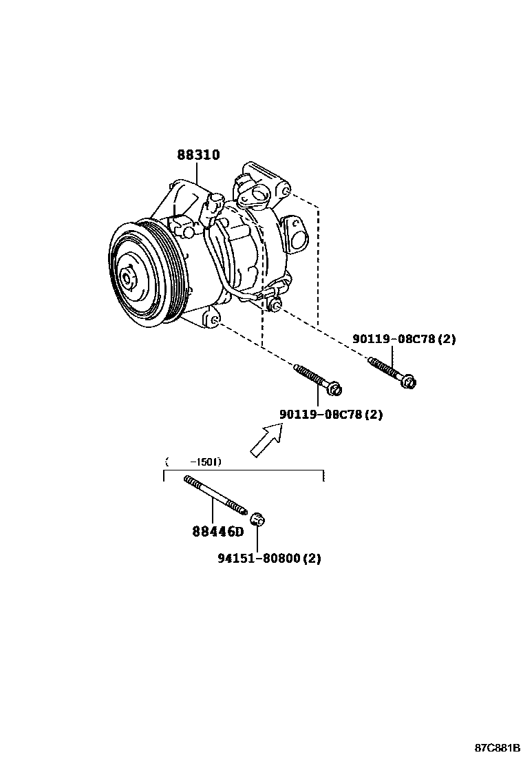 Toyota COROLLA Heating & Air Conditioning - Compressor EPC diagram — 87C881B