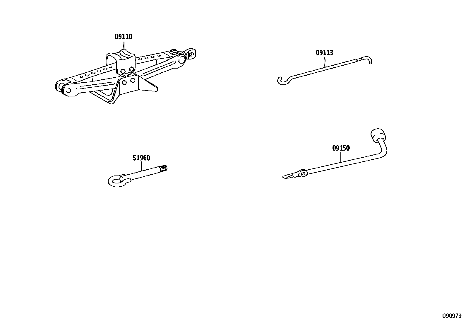 Toyota COROLLA Standard Tools EPC diagram — 090979