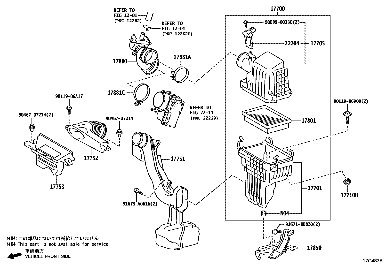 Toyota COROLLA Air Cleaner EPC diagram — 17C483A