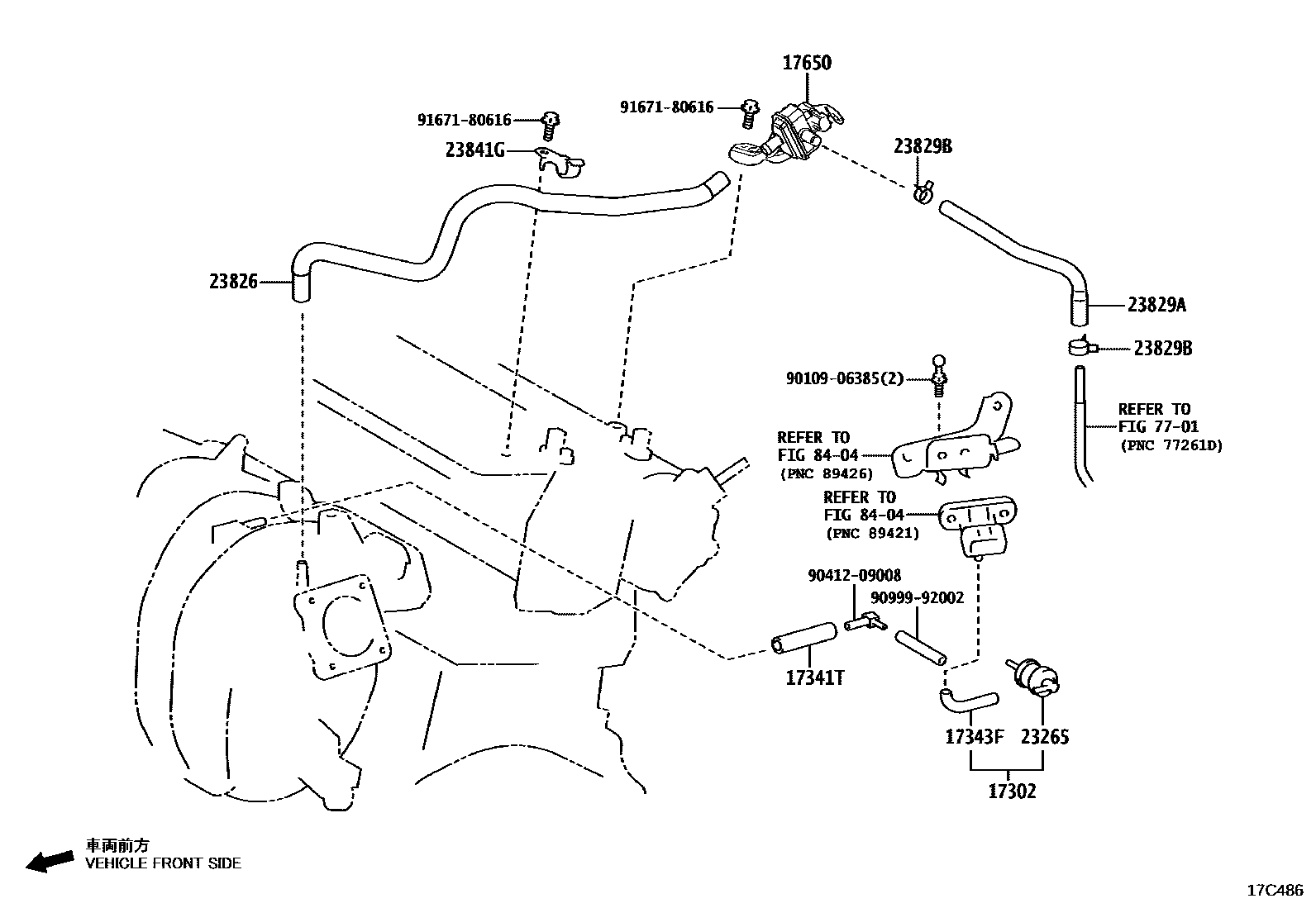 Toyota COROLLA vacuum tube EPC diagram — 17C486
