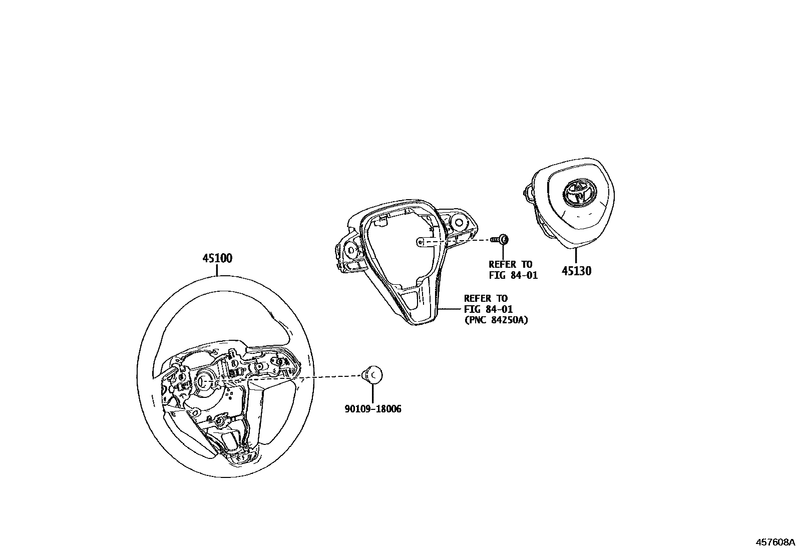 Toyota COROLLA Steering Wheel EPC diagram — 457608A