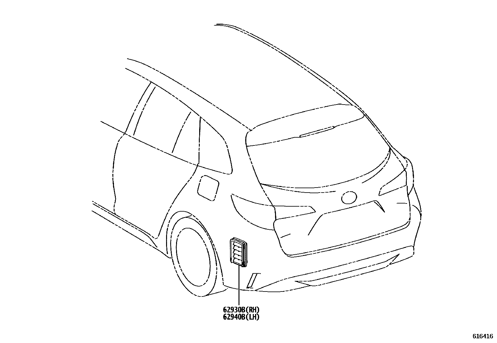 Toyota COROLLA 车侧通风装置 EPC diagram — 616416